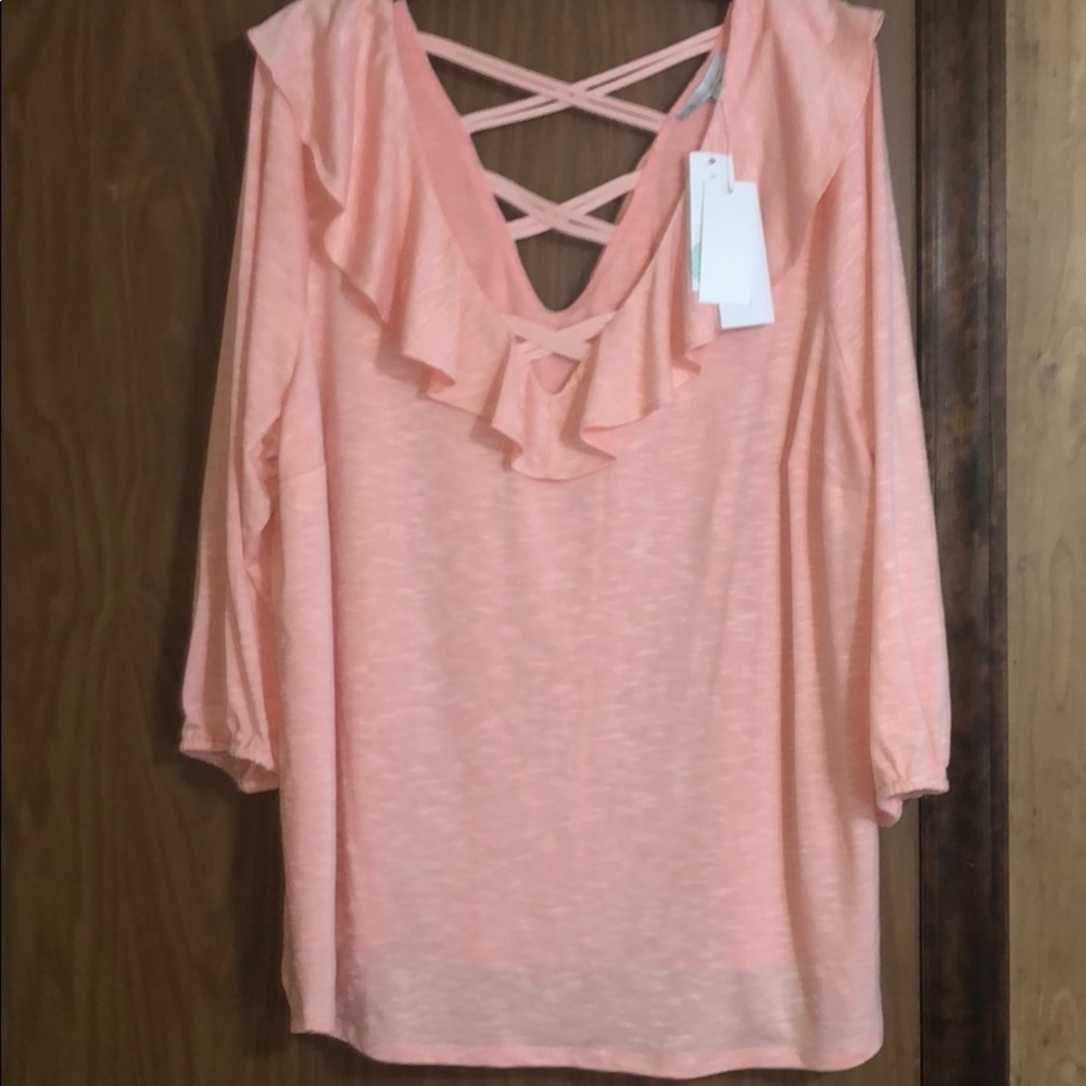 # Nwt Skies Are Blue 2x Soft Pink Ruffled Top